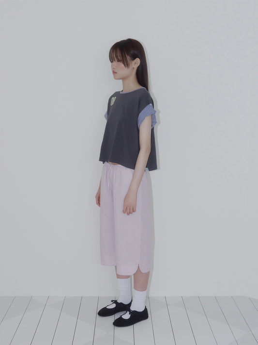 TULIP STRIPE CAPRI PANTS (PINK)