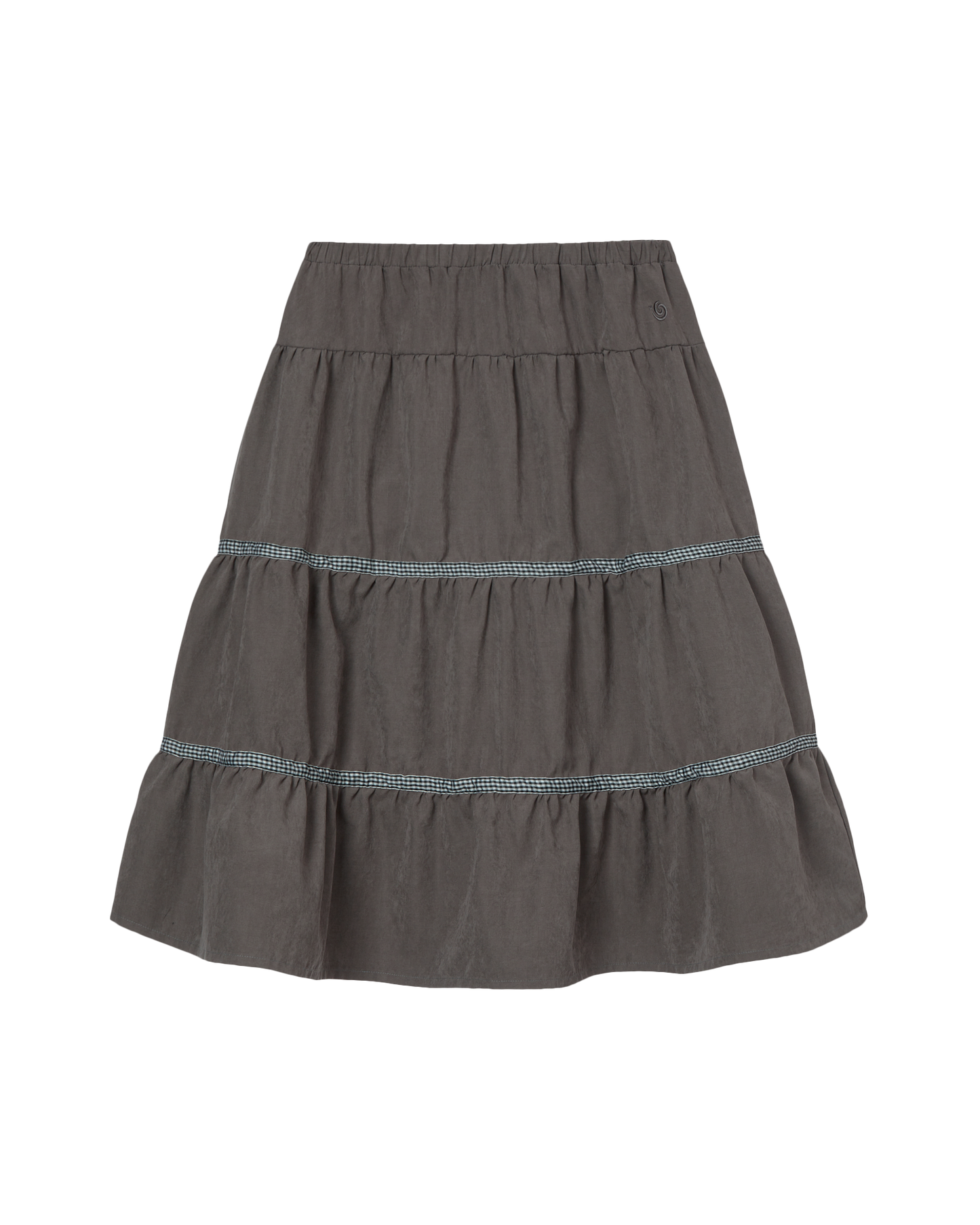 CHECK MIDI TIERED SKIRT [BROWN]