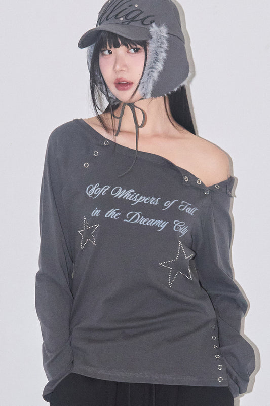 Lettering snap long sleeve charge call