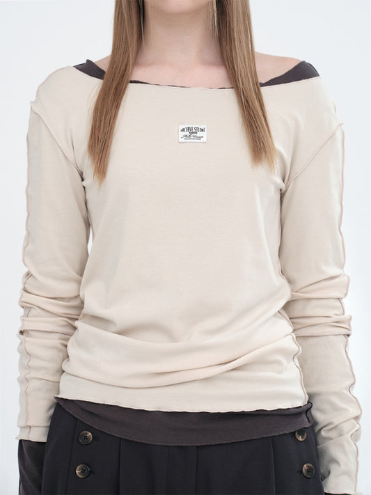 Fitted Long Sleeve Top [Light Beige]