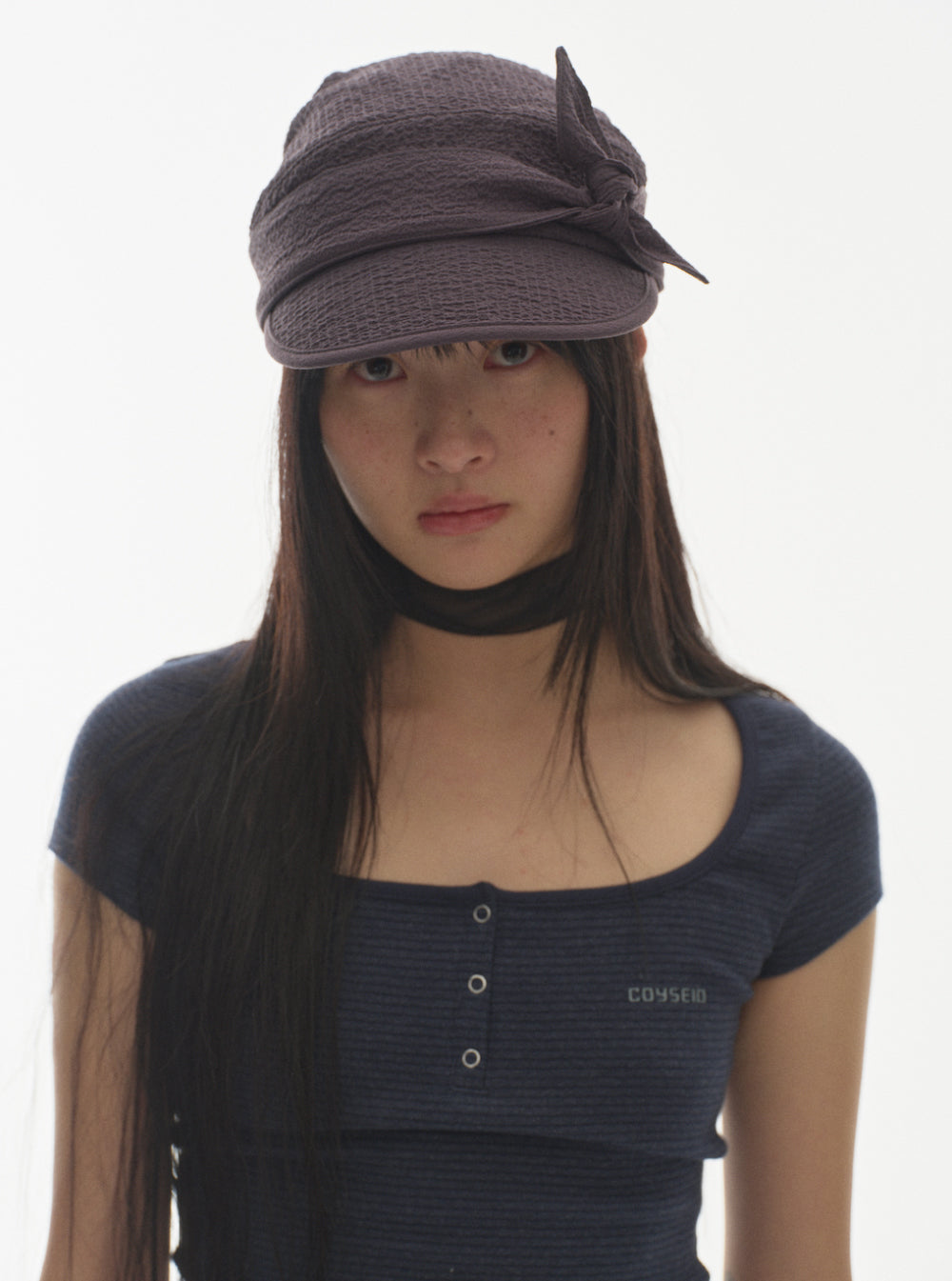 RIBBON TIE CAP CHARCOAL