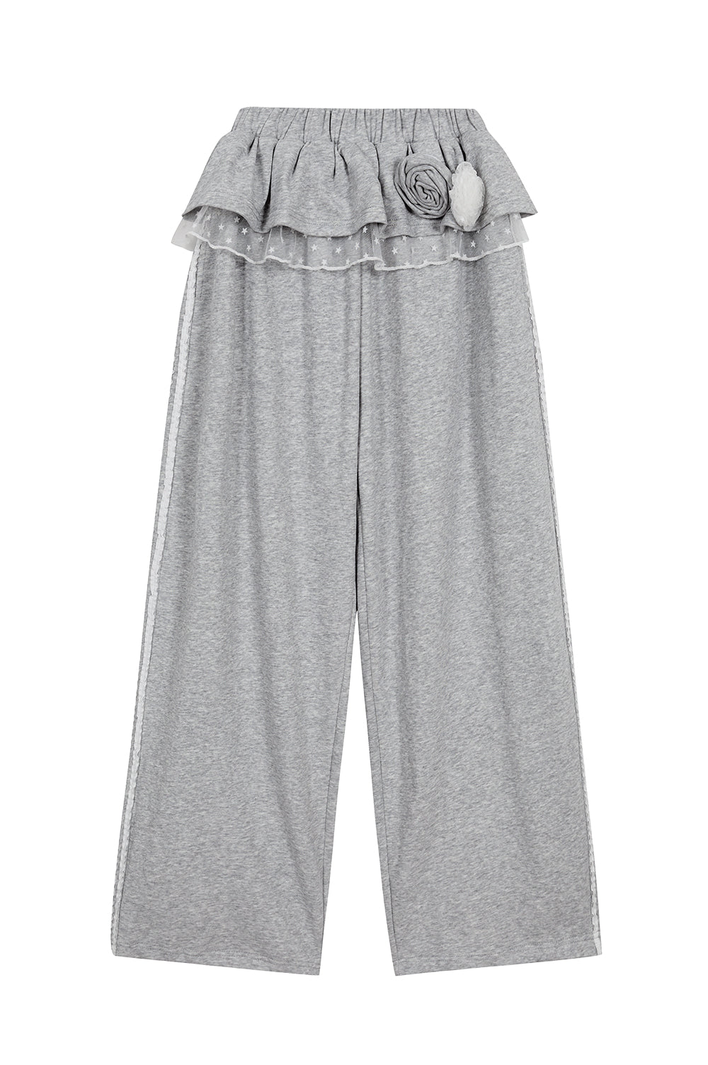 Bloom Ruffle Lace Sweatpants / Gray