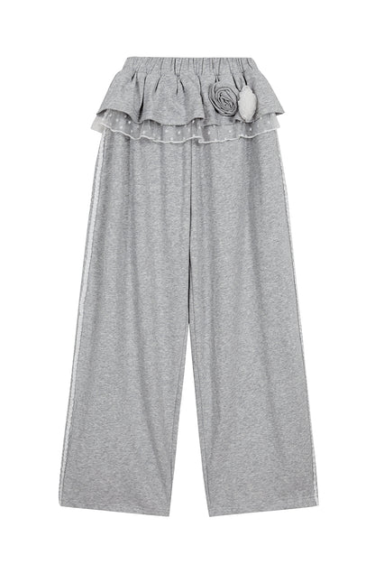 Bloom Ruffle Lace Sweatpants / Gray