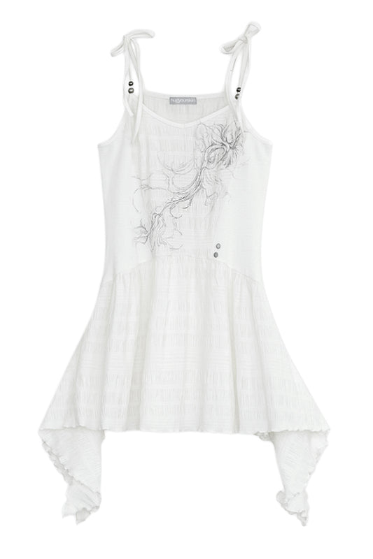 Flayered v-neck sleeveless (White)