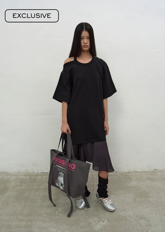 [EXCLUSIVE]KAT PRINT SHOULDER BAG (DARK GREY)