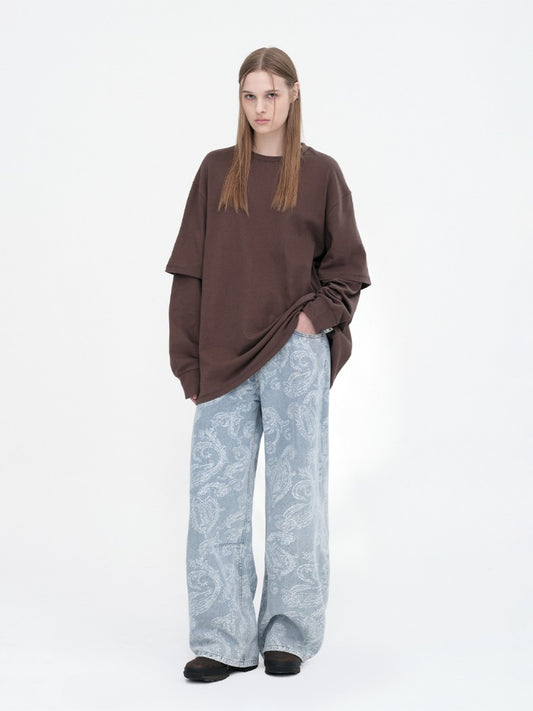 Paisley Wide Jeans [Light Blue]
