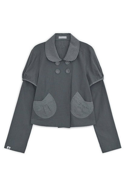Detachable round jacket (Charcoal)