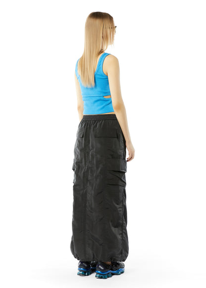 ZIP-FRONT CARGO LONG SKIRT / 2 Color