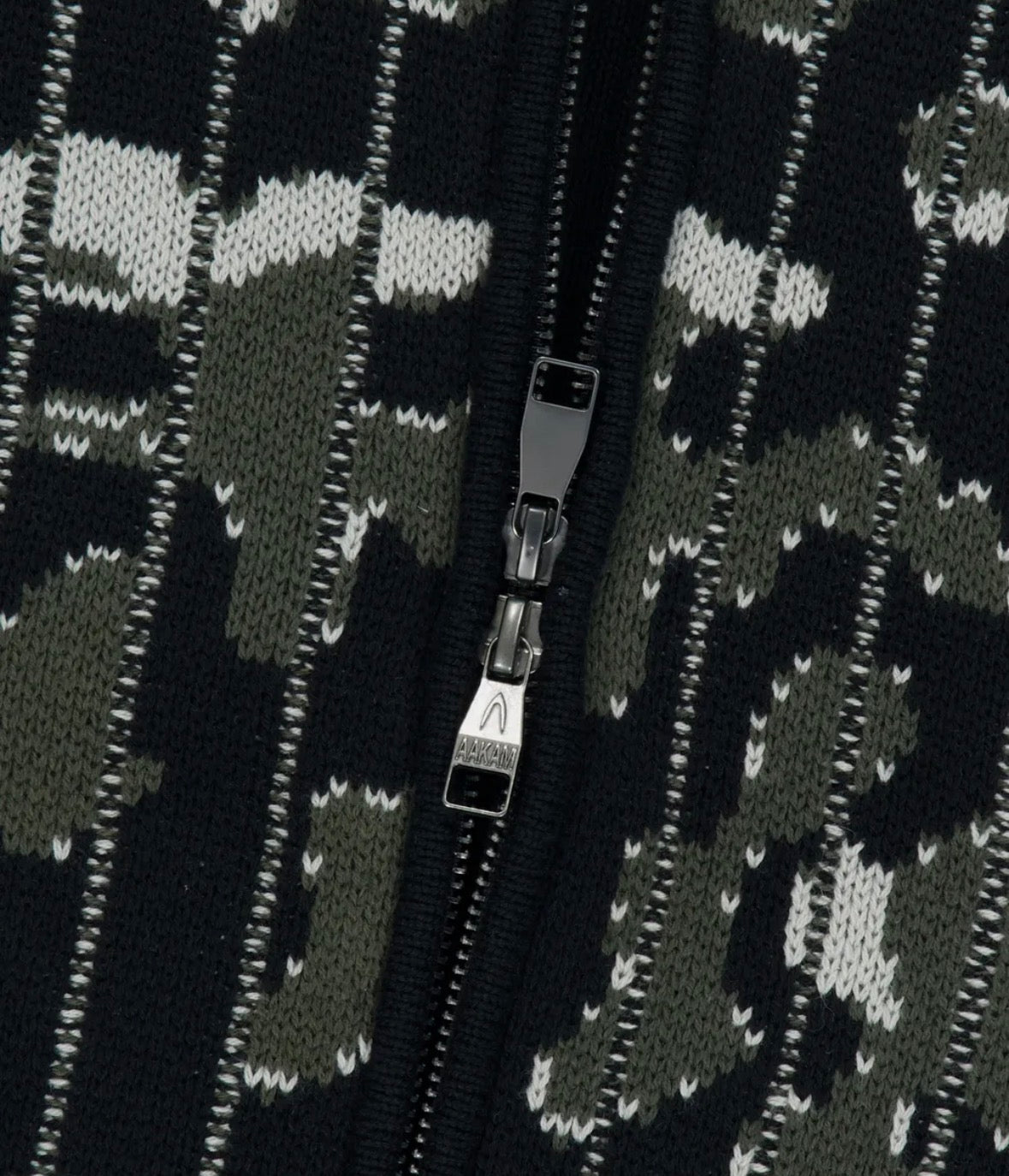 Camouflage Knit Zip-Up Cardigan / Khaki