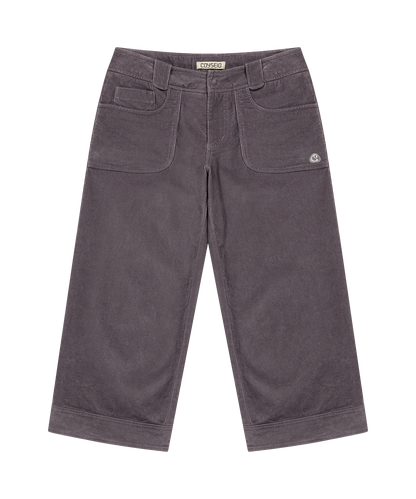 RUSTIC CORDUROY CAPRI PANTS PURPLE GRAY