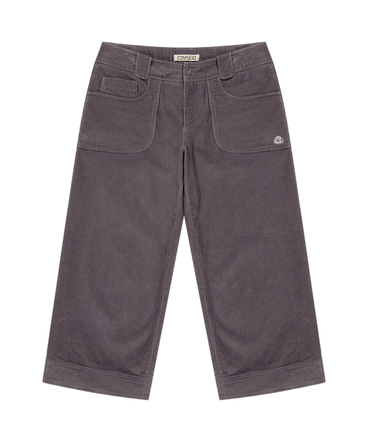RUSTIC CORDUROY CAPRI PANTS PURPLE GRAY