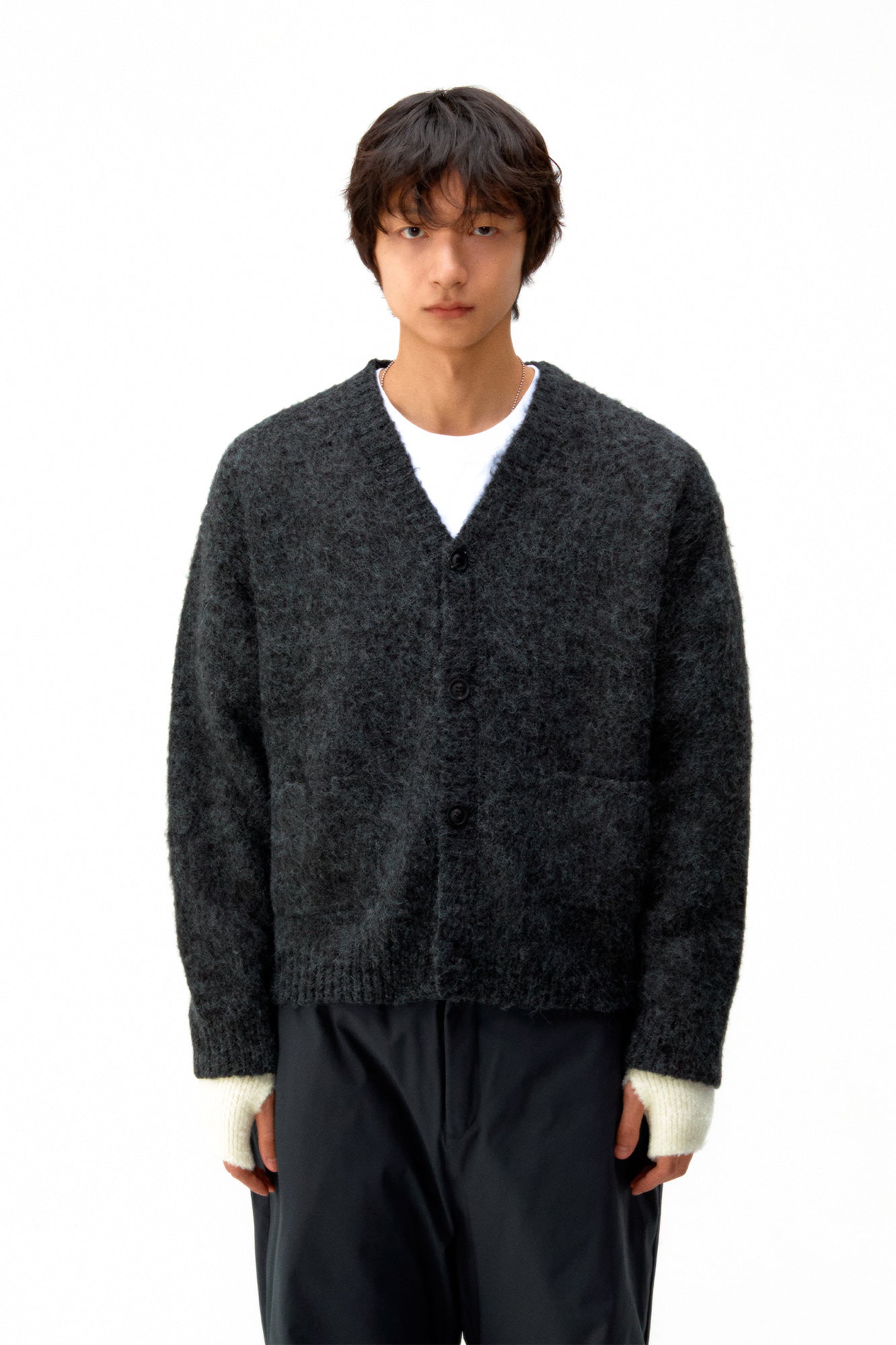 Hairy Alpaca V Neck Cardigan / 3 Color