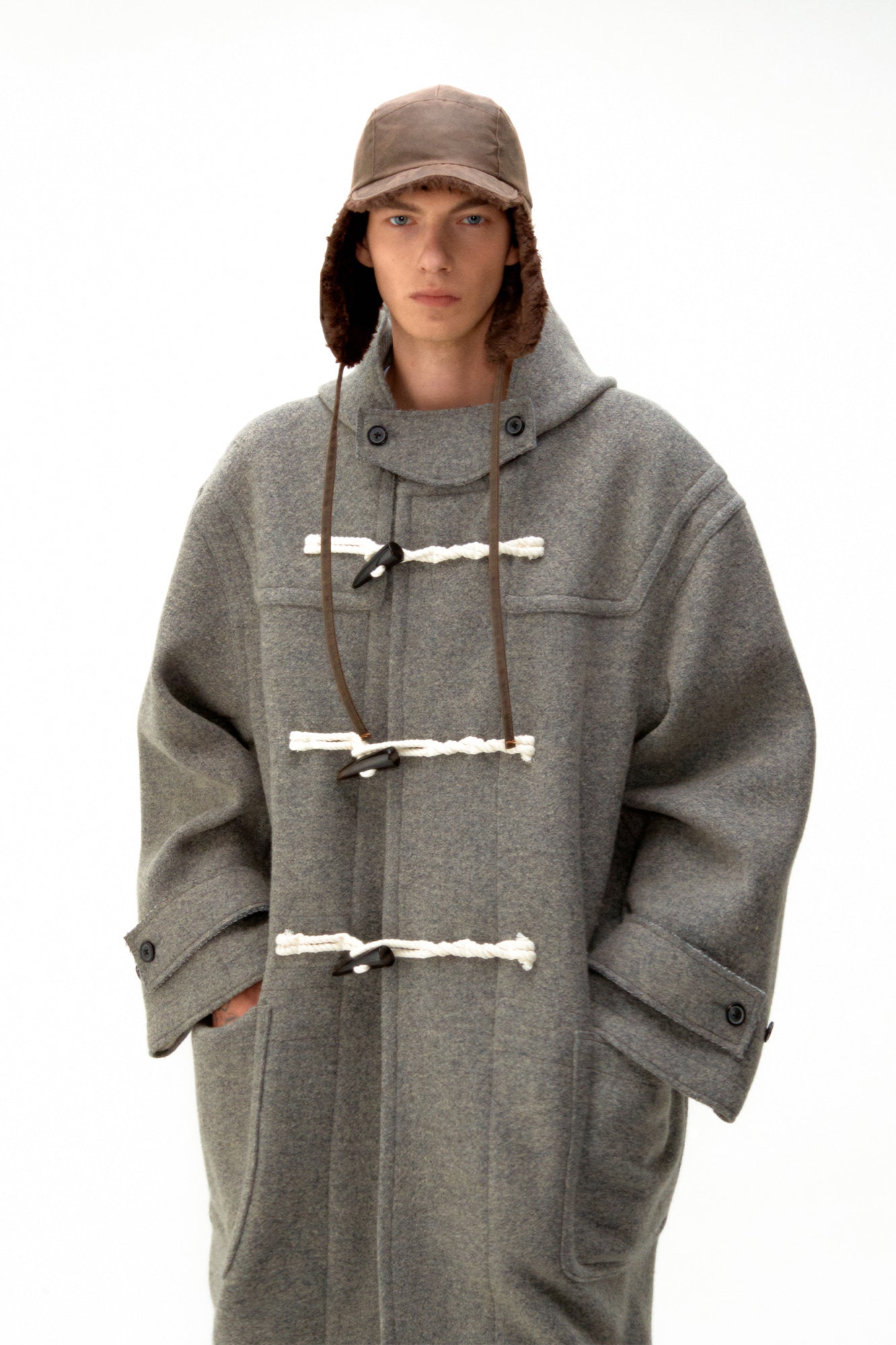 Oversized Alpaca Blend Duffel Coat / 2 Color