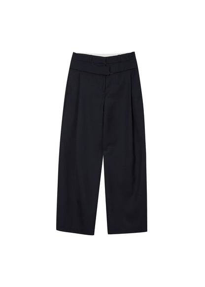 LAYERED WAIST DETAIL WIDE TROUSERS / 2 Color