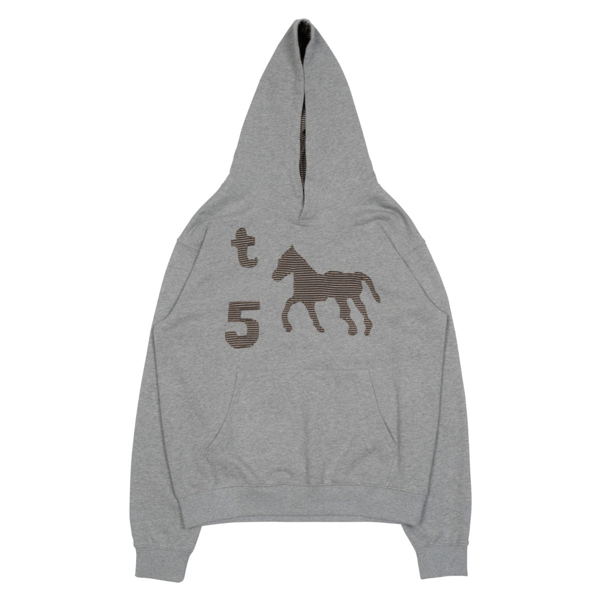 TCM stripe horse hoodie (melange grey)