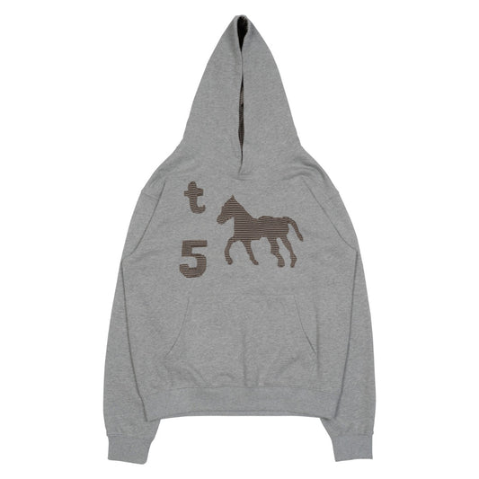 TCM stripe horse hoodie (melange grey)