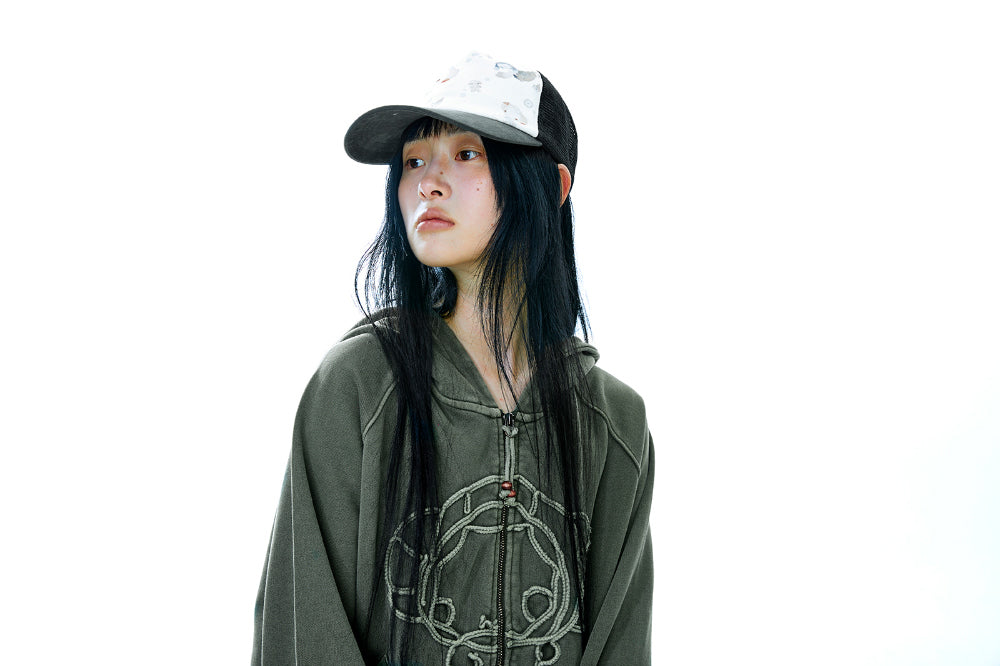 VINTAGE TAPE HOOD ZIP-UP KHAKI