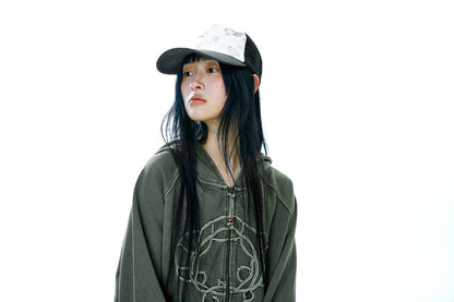 VINTAGE TAPE HOOD ZIP-UP KHAKI