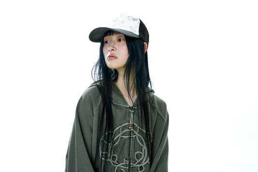 VINTAGE TAPE HOOD ZIP-UP KHAKI