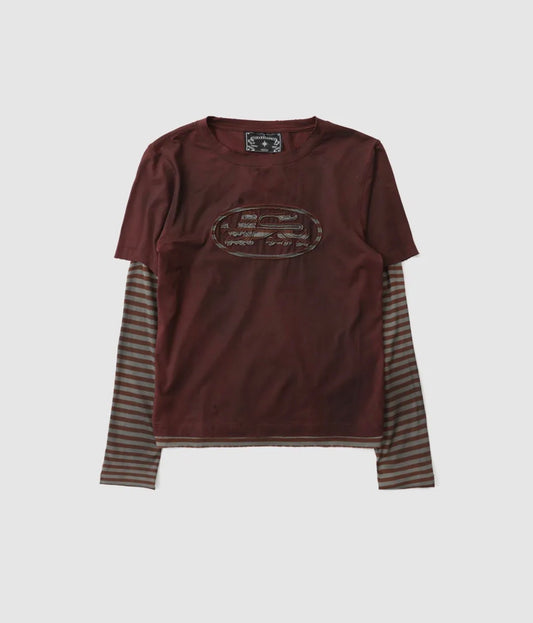 Mystic Layered Long Sleeve - Wine/Stripe
