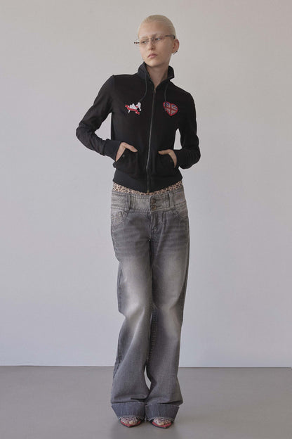 Flag Track Zip-Up Black