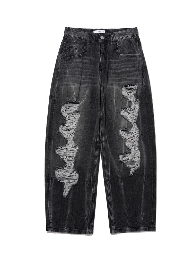 Reflect Curved Damage Pants [Washed Black]