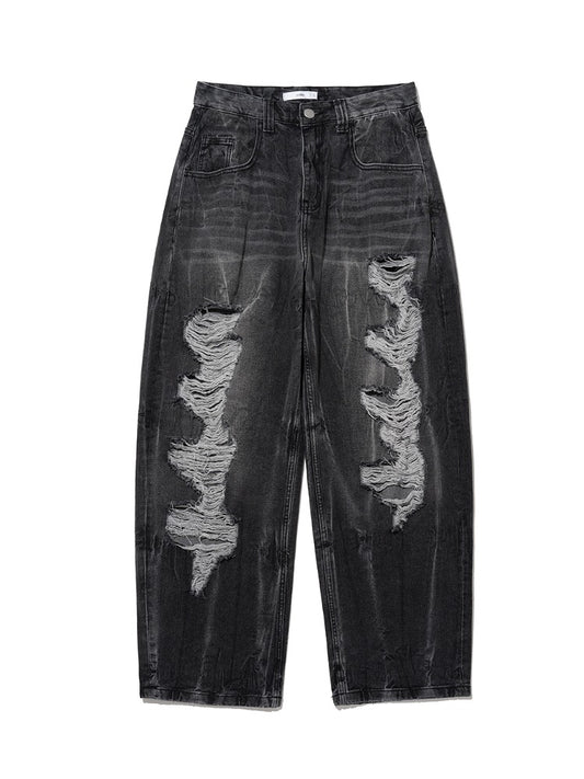 Reflect Curved Damage Pants [Washed Black]