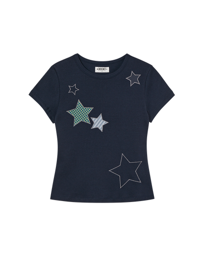 CHECK STAR TEE [NAVY]
