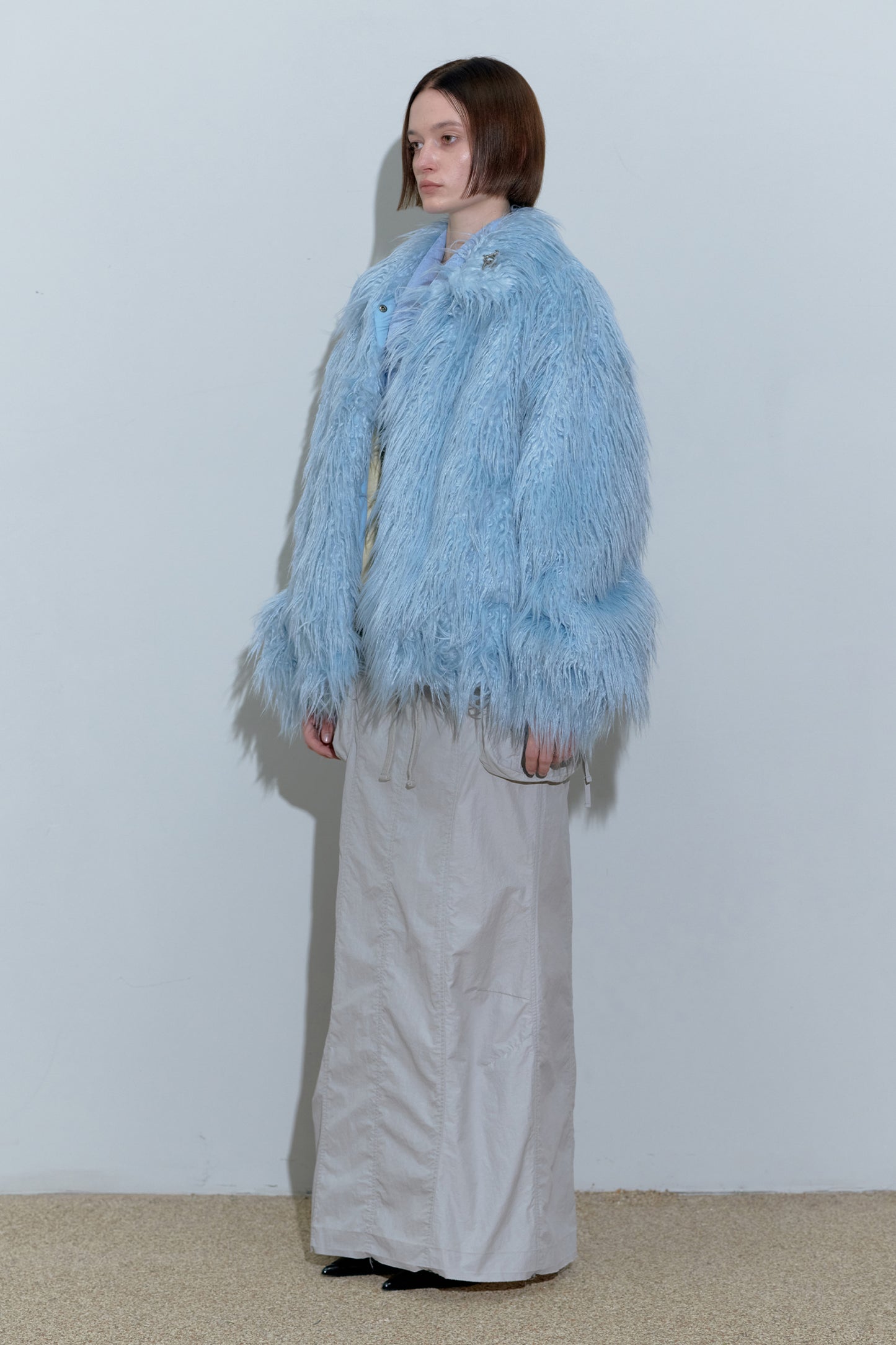 Faux Mongolian Jacket Baby Blue