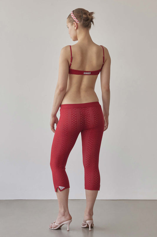 Eyelet Knit Bustier Red