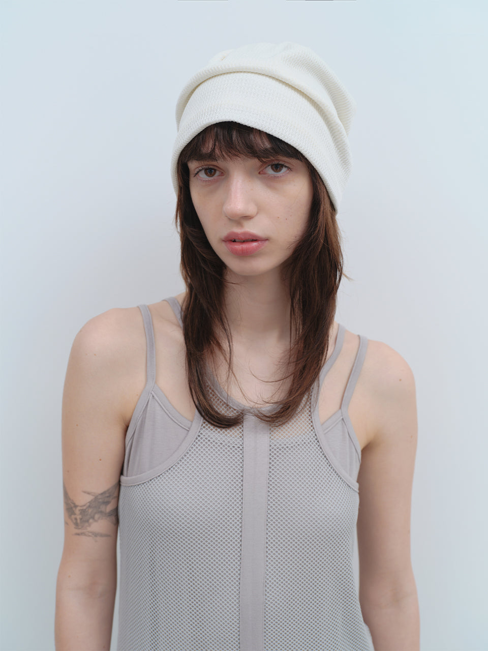 Waffle String Beanie [Ivory]