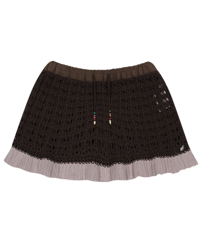 LAYERED KNIT SKIRT BROWN