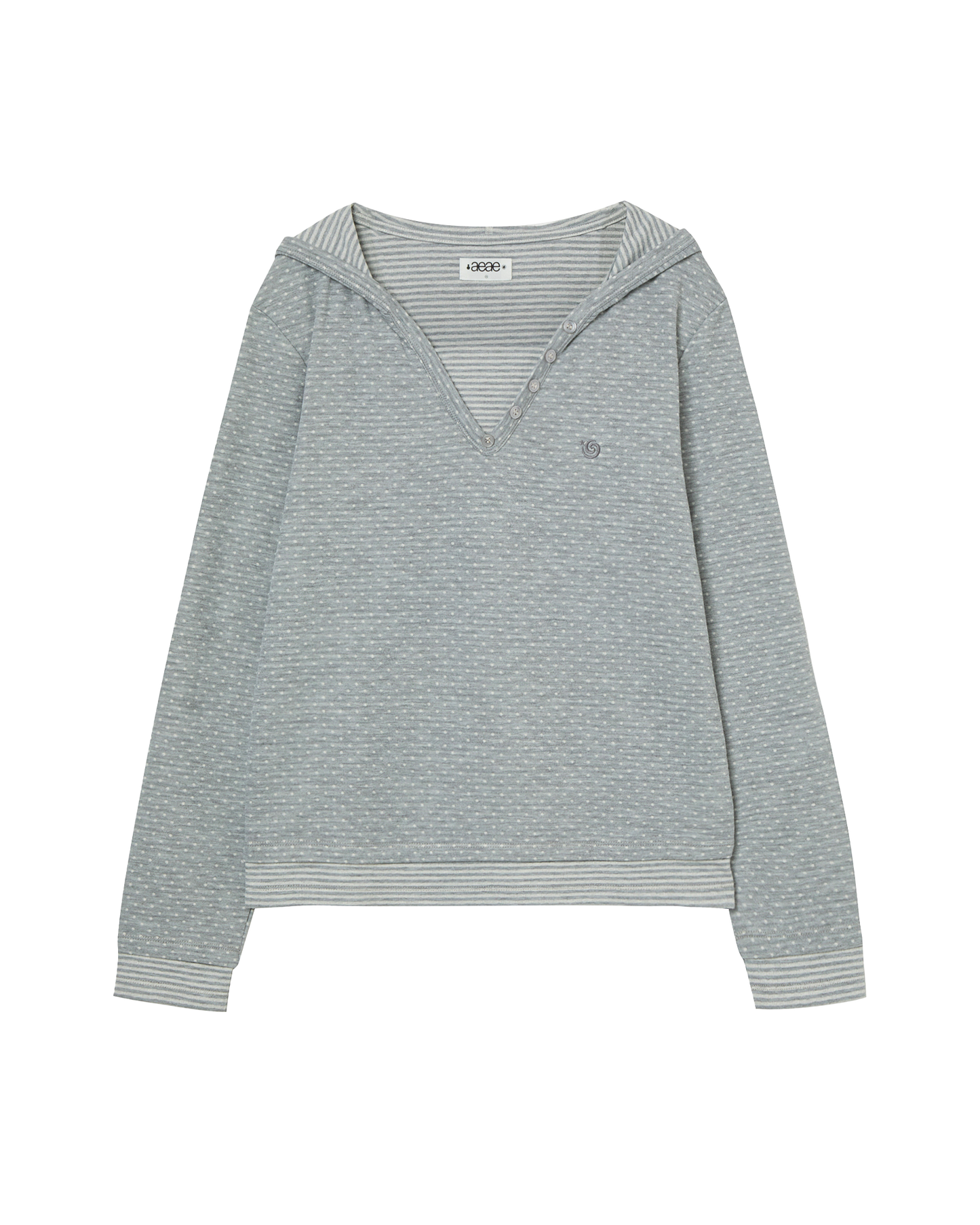 HOODED HENLEY NECK TEE [LIGHT GREY]