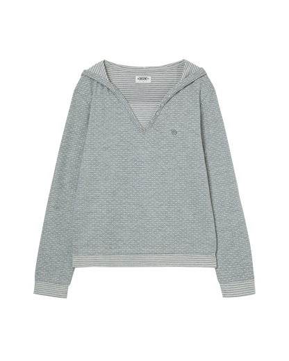 HOODED HENLEY NECK TEE [LIGHT GREY]
