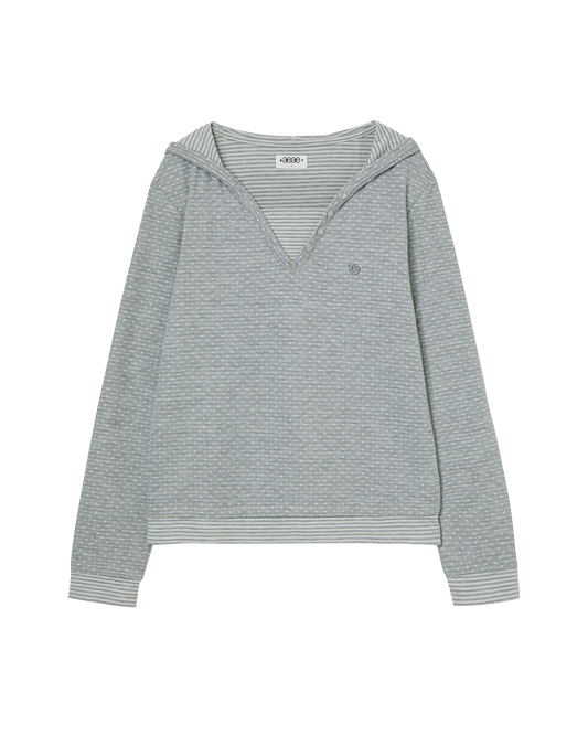 HOODED HENLEY NECK TEE [LIGHT GREY]