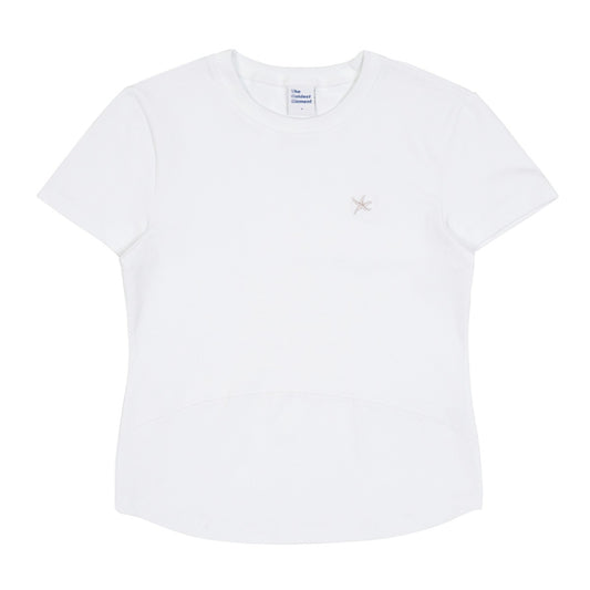 (w) TCM mini logo curved T (white)