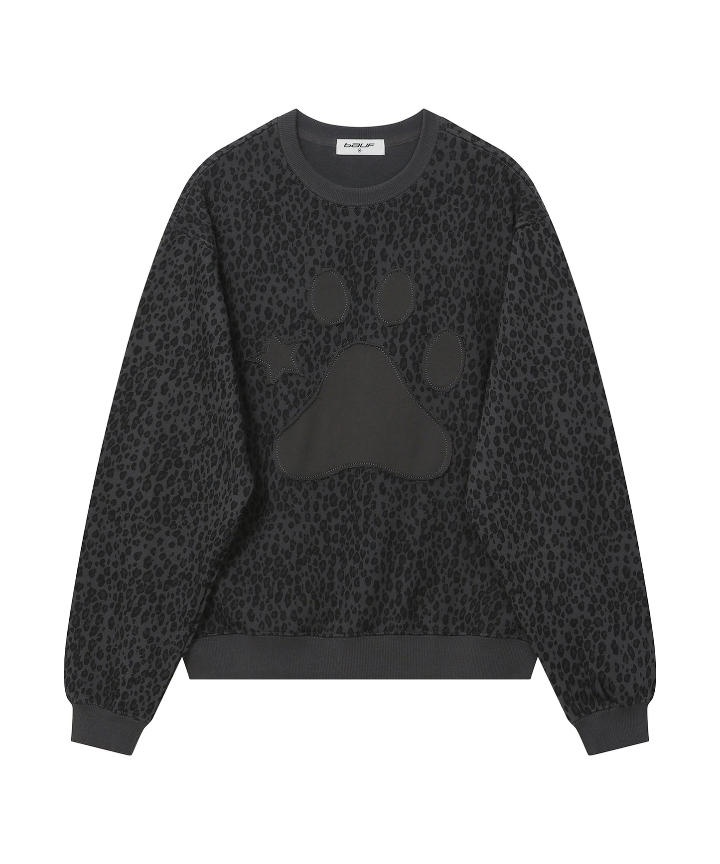Leopard puffy sweatshirt [Charcoal]