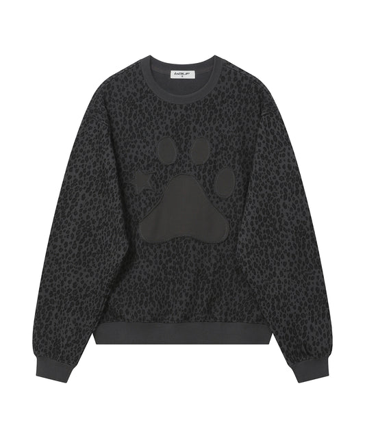 Leopard puffy sweatshirt [Charcoal]