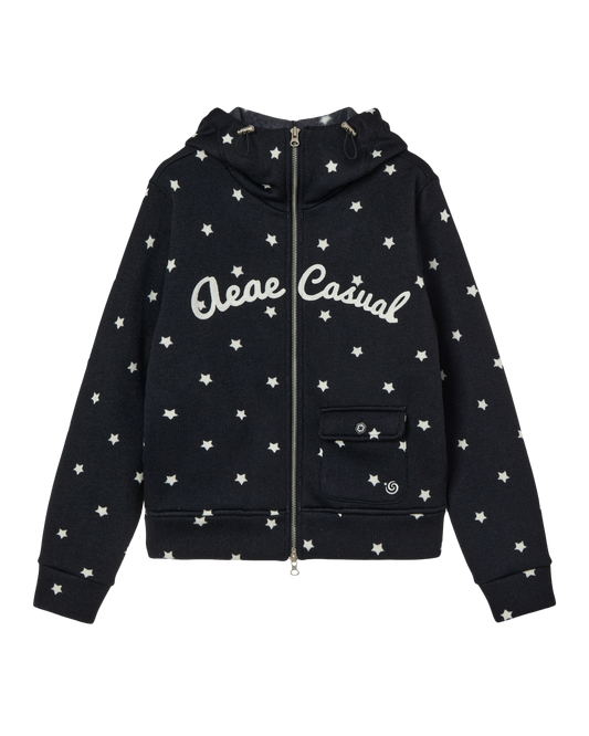 STAR HIGH NECK ZIP UP [BLACK]