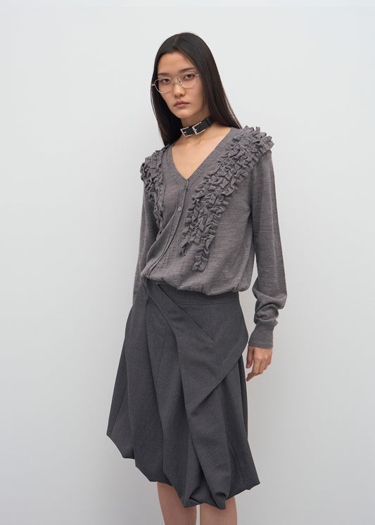 ASYMMETRIC FRILL CARDIGAN / 2 Color