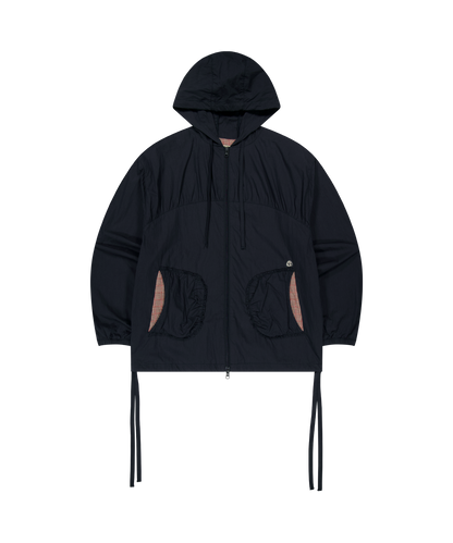 CHECK WRINKLES WIND BREAKER NAVY