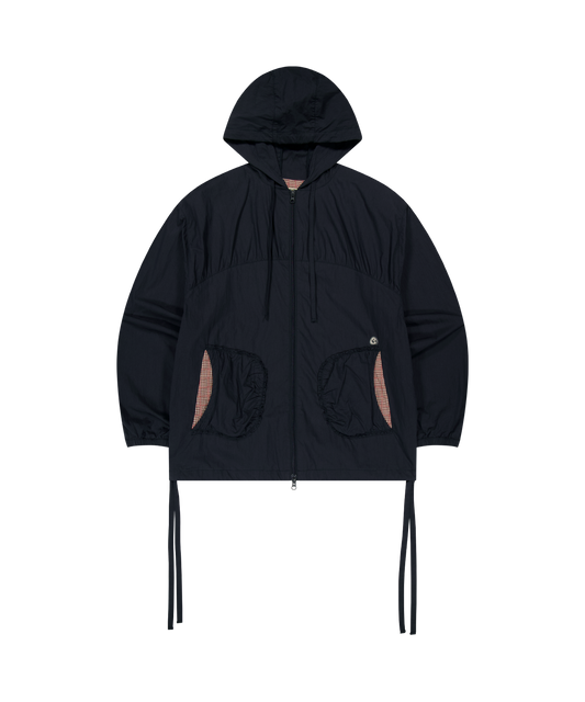 CHECK WRINKLES WIND BREAKER NAVY