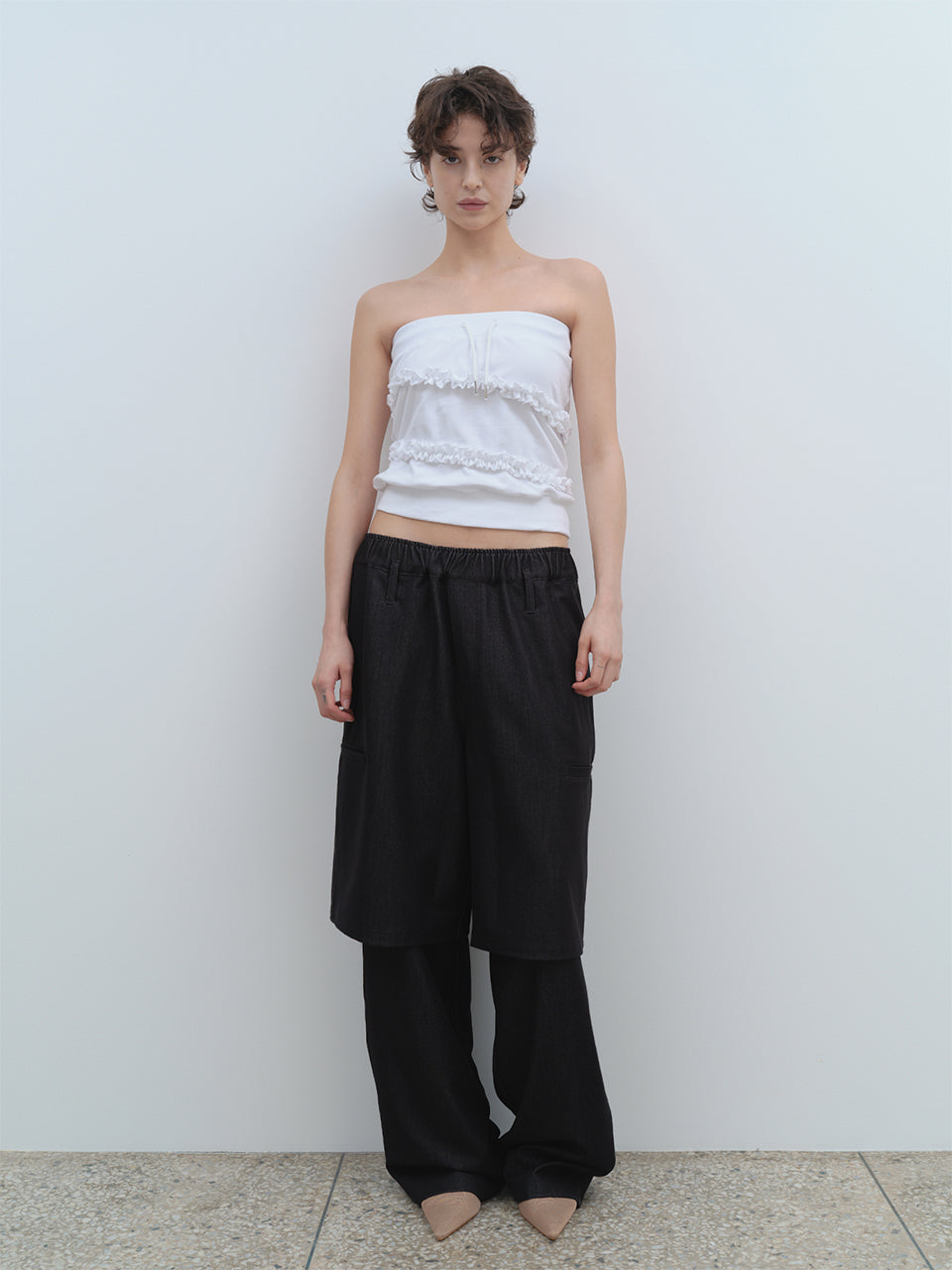 Layer Wide Trousers [Mid Black]