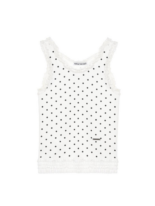 FRILL DOT SLEEVELESS TANK [IVORY]