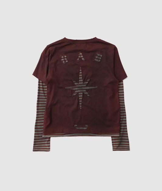 Mystic Layered Long Sleeve - Wine/Stripe