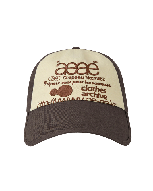 WEB LOGO 5 PANNEL BALL CAP [BROWN/IVORY]