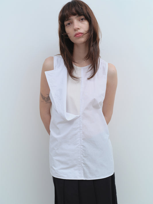 Double Layer Sleeveless Shirts [White]