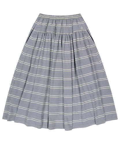 WIDE SHIRRING SKIRT NAVY