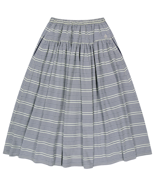 WIDE SHIRRING SKIRT NAVY