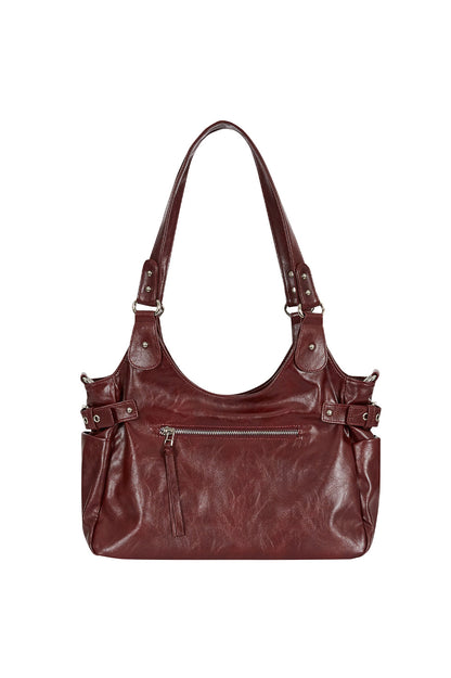 Amber Buckle Shoulder Back Burgundy